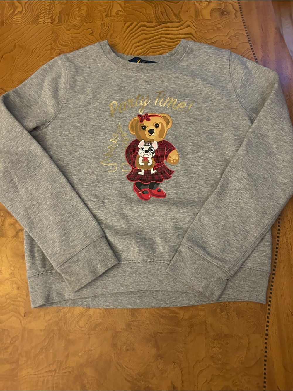 Polo by Ralph Lauren Grey Bear Graphic Crewneck Sweatshirt with Red Plaid